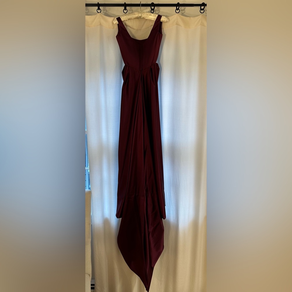 Vivienne Westwood Off-Shoulder Plum Satin Evening Gown - Picture 7 of 14